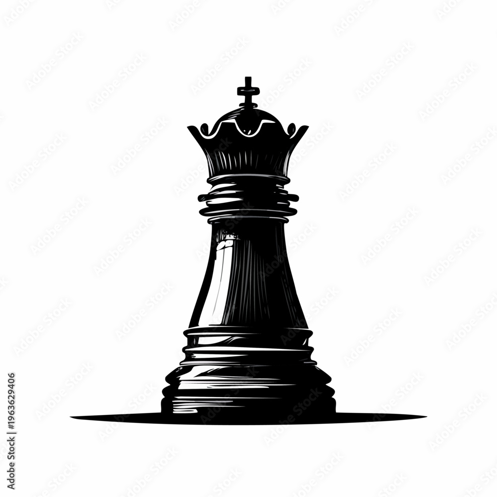 Fototapeta premium Black Chess King Piece Isolated Illustration.