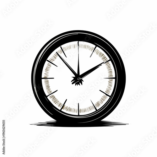 Black and White Clock Face Showing Time.