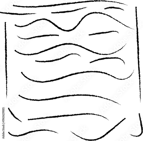 Abstract sketch of wavy lines forming a contained pattern within a square boundary