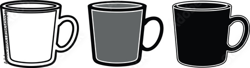 Coffee cup icon in outline and solid styles. Suitable for cafe and restaurant menus, coffee shops, beverage apps, breakfast concepts, kitchen interfaces, food services, and modern UI design.