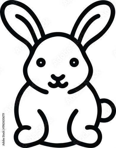 Cute Bunny Rabbit Pet Animal Line Art Icon
