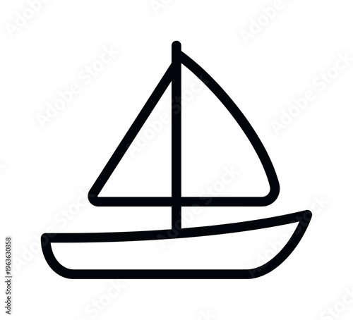 A simple sailboat line art icon. This minimal vector graphic symbolizes sea travel, vacation, and leisure. Perfect for a logo, app button, or marine-themed web design element.
