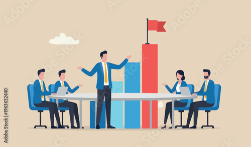 Career advancement development business in growth responsibility promotion improvement team opportunity concept success in businessman up growing stairs