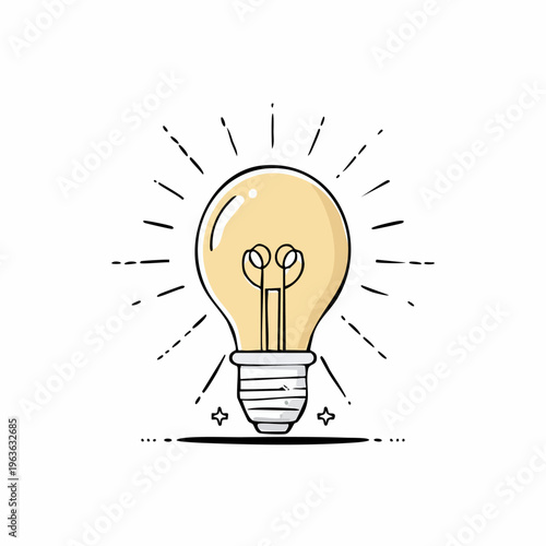 Quadro em tela Illustration of a glowing light bulb idea.