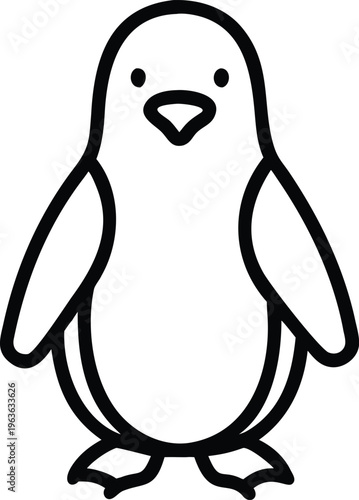 Cute Penguin Bird Silhouette Line Art Icon