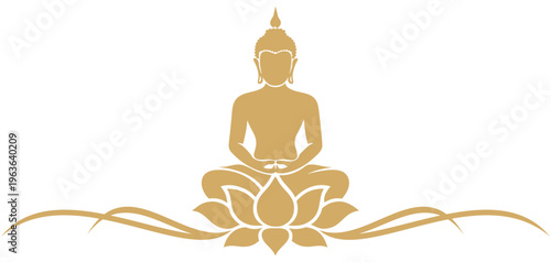 Vector silhouette illustration of Buddha on lotus for Vesak Day