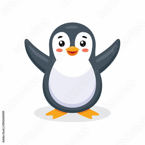 Fröhlicher Pinguin winkt