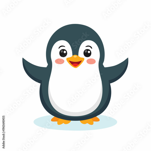 Fröhlicher Pinguin winkt