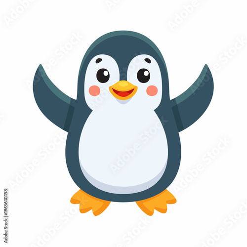 Fröhlicher Pinguin winkt