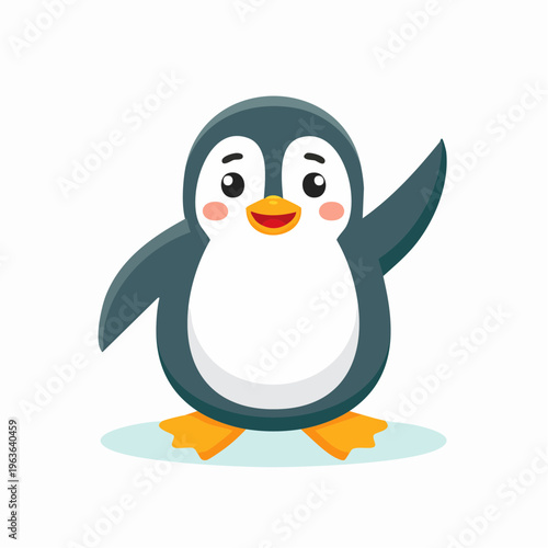 Fröhlicher Pinguin winkt