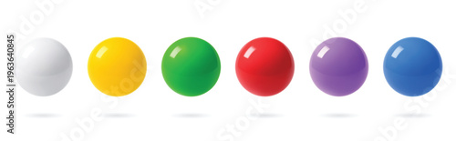3d color spheres. Realistic glossy balls vector isolated set