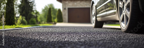 Driveway with rubber crumb pavement near a house Generative AI