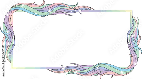 A colorful, whimsical frame with swirling rainbow lines on a white background, perfect for adding a touch of magic to any design
