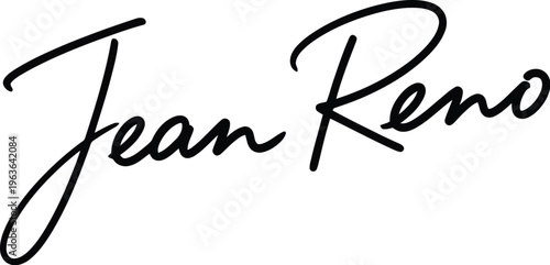 The signature of French actor Jean Reno in elegant black cursive script on a white background
