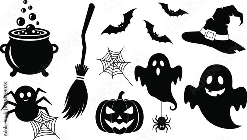 Halloween symbols and icons set