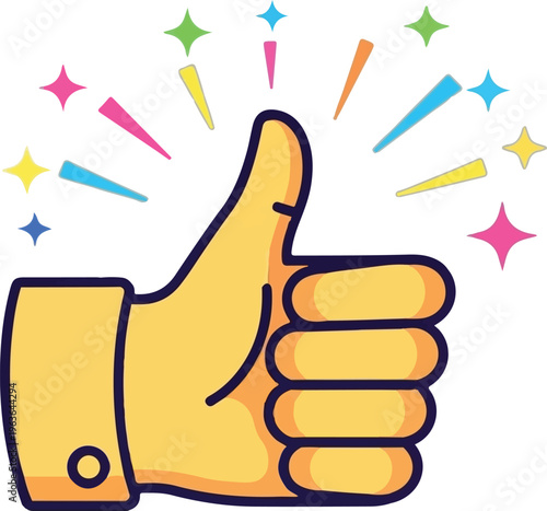 Thumbs Up Like Icon Positive Feedback Hand Gesture Vector Illustration