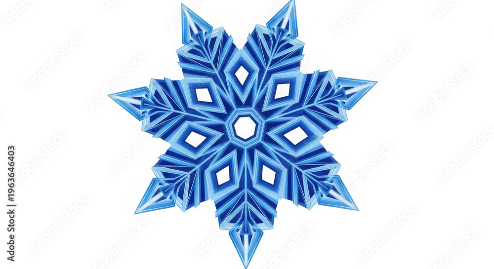 Obraz premium Blue geometric snowflake design isolated on transparent background