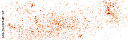 Close up pile of red paprika powder flying isolated on white background and texture, clipping path, macro