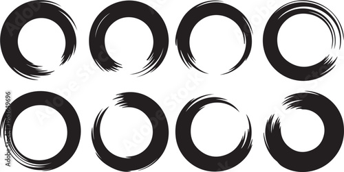 Hand drawn brush stroke circles for grunge texture and artistic graphic overlays
