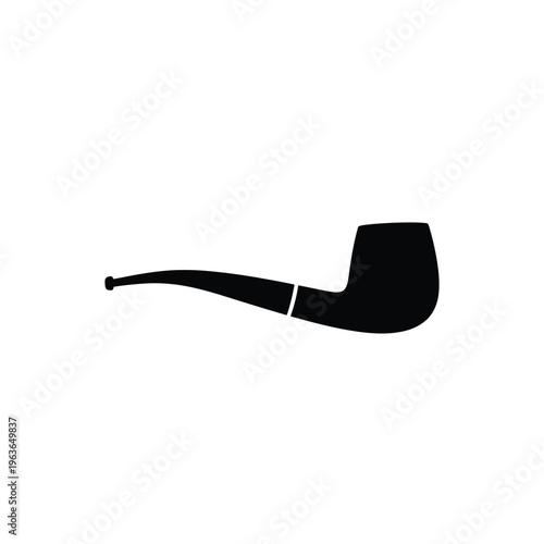 Black silhouette of a classic smoking pipe on white background