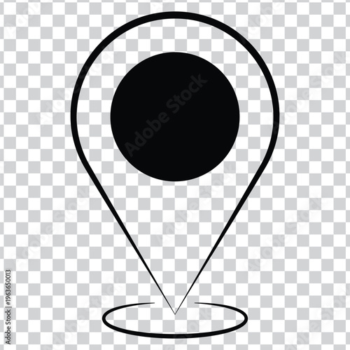 Minimalist Map Pin Outline Icon with Solid Center, Simple Location Marker Vector Illustration for Navigation, GPS, and Interface Design.
