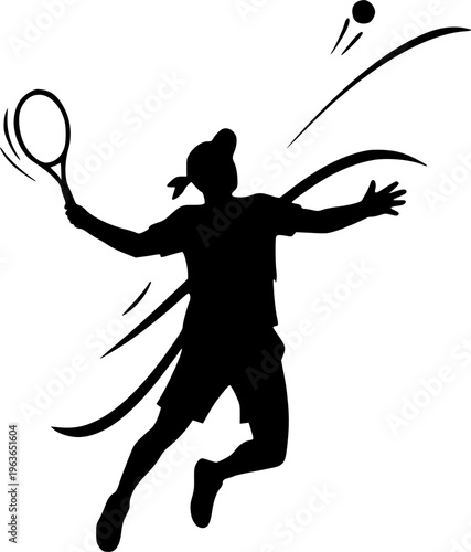 Tennis player logo, abstract isolated vector silhouette