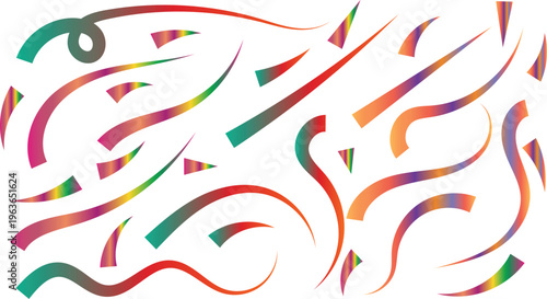 Abstract colorful gradient shapes and lines on white