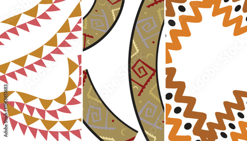 Abstract tribal patterns in warm earthy tones geometric