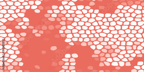 Red and white abstract biological cell pattern background, organic mosaic texture with gradient blood cell effect