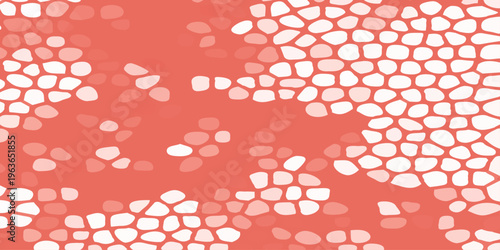 Red and white abstract biological cell pattern background, organic mosaic texture with gradient blood cell effect