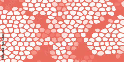 Red and white abstract biological cell pattern background, organic mosaic texture with gradient blood cell effect