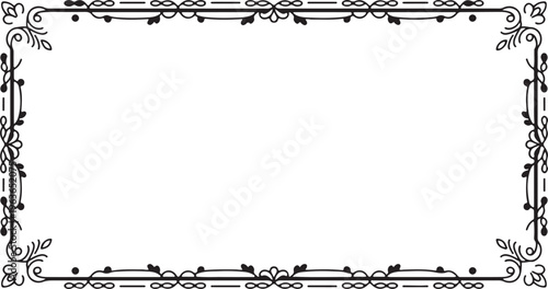 Ornate vintage decorative rectangle frame with elegant flourishes for weddings and certificates