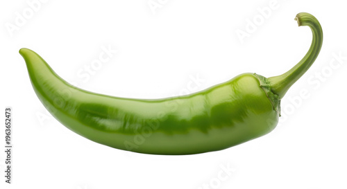 Fresh green chili pepper isolated on transparent background