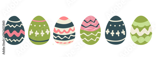 Set of cute colorful Easter eggs, Easter symbol, decorative vector elements collection. Collection of colored eggs.