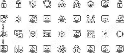 Weather icons, line icons, weather symbols, outline icons, 40 weather signs