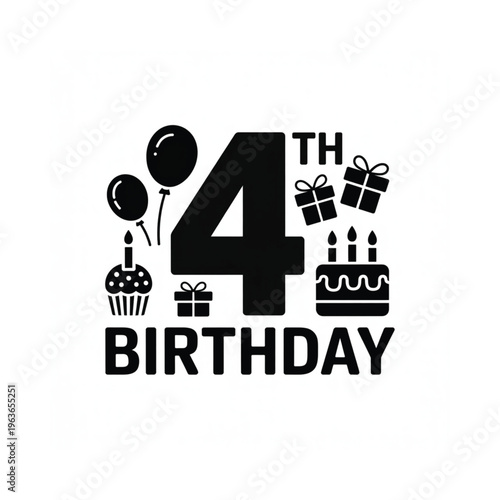 A fourth birthday celebration with balloons gifts and sweet treats