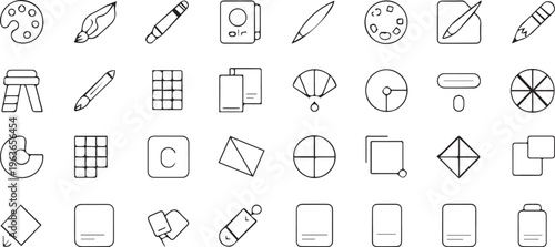 Minimalist line icons, design elements, 30 symbols, vector graphics, editable strokes