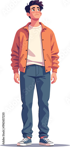 persona uomo ragazzo guarda in alto vettoriale da montagna in cima