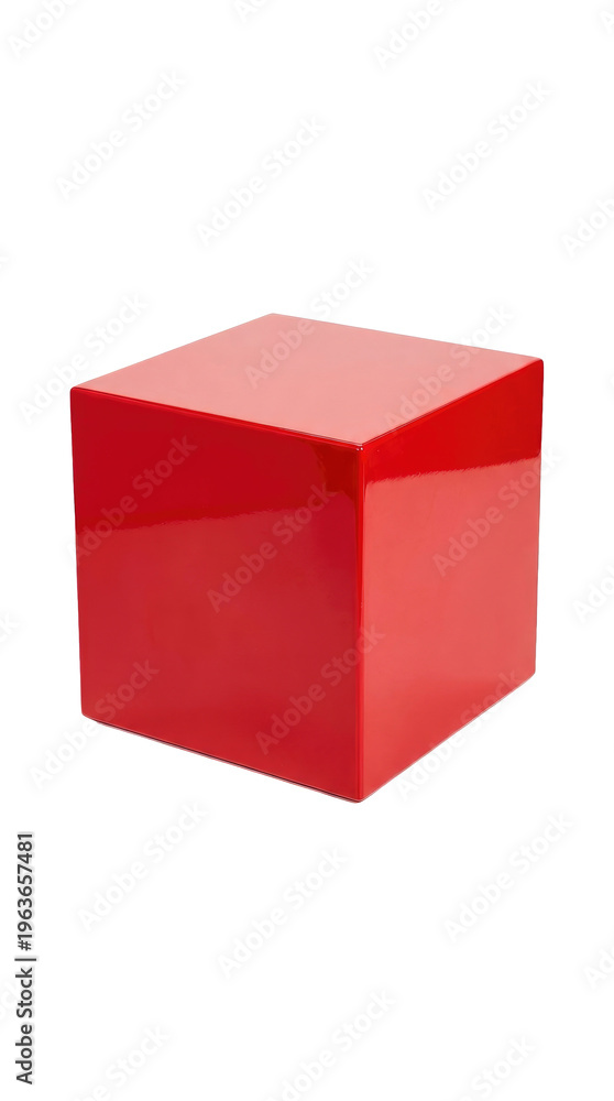 Fototapeta premium Red Glossy Cube Isolated On White Background