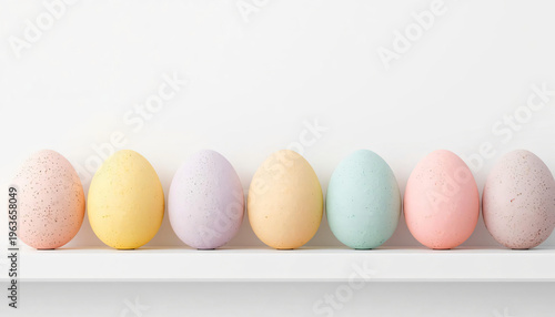 Colored eggs in pastel shades with soft and delicate texture.