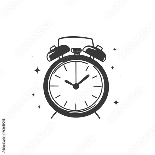 A graphic illustration of an old fashioned analog alarm clock