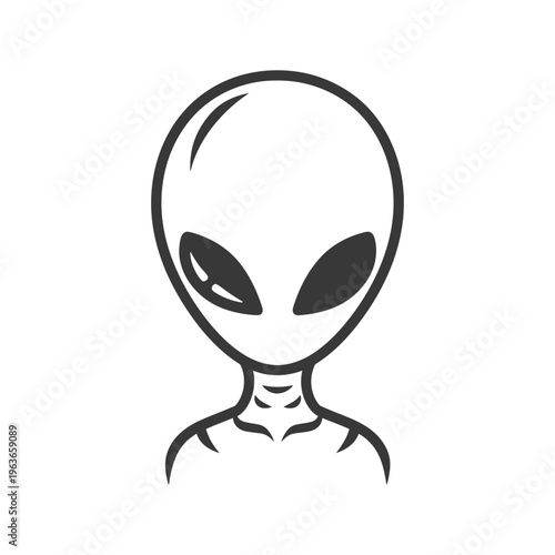 An illustrative black and white image depicting an extraterrestrial being
