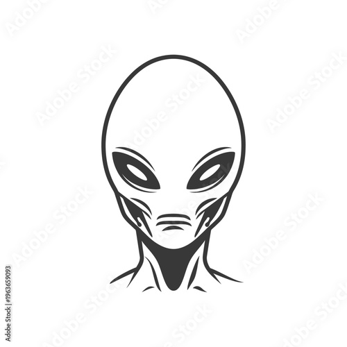 An illustration showcasing a grey alien extraterrestrial creature portrait