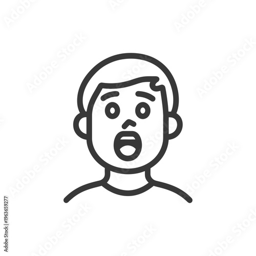 The Front Facing Illustration Depicts A Surprised Person With Open Mouth