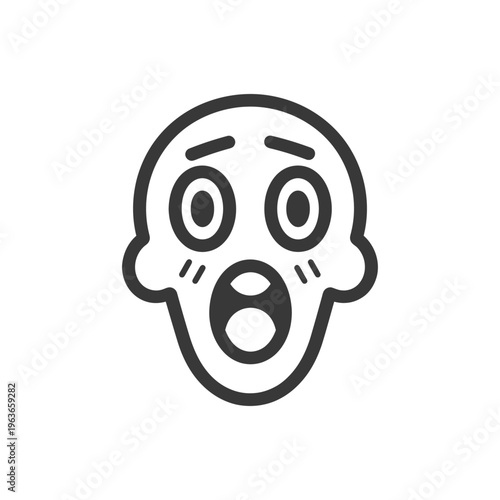 A simple black outlined illustration depicting an expression of shock