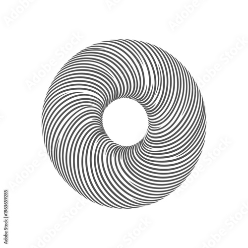 An abstract three dimensional donut shape made of lines