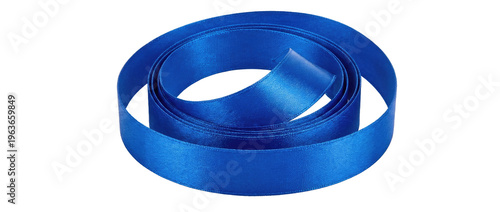 Blue Ribbon Curl Isolated White Background