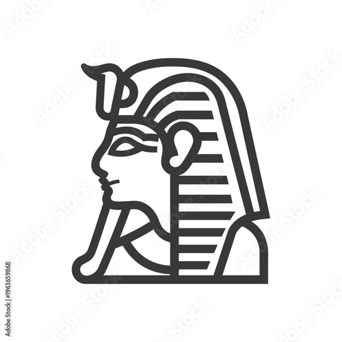 A stylized profile portrait of a regal egyptian pharaoh