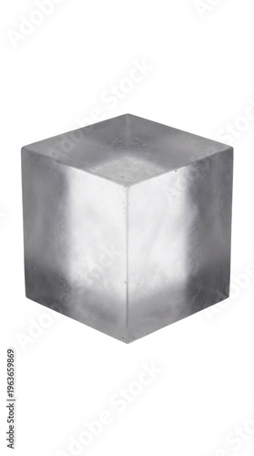 Clear Ice Cube Geometric Shape White Background