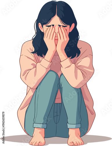 donna che piange triste delusa problemi di cuore vettoriale